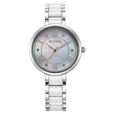 Titan Women Purple ceramics Round Mother of pearl Watches 95217KD01
