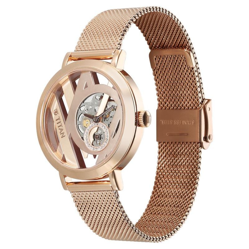 Titan Purple Abstract Quartz Analog Rose Gold Stainless Steel Strap for Women 95228WM01 - KRISHNA WATCH COMPANY