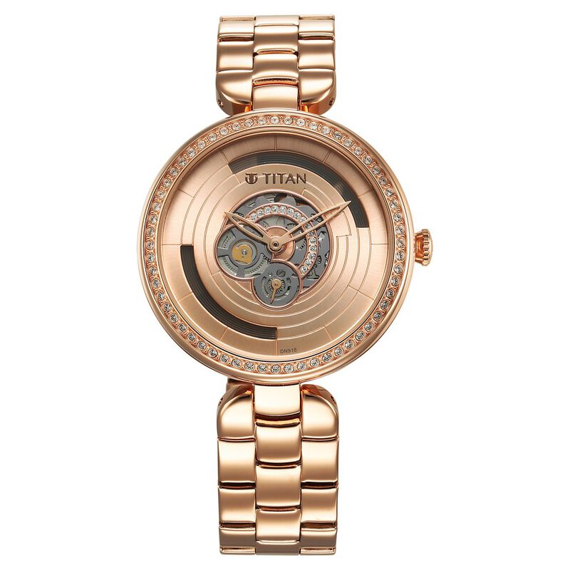 Titan Purple Abstract Quartz Analog Rose Gold Stainless Steel Strap for Women 95229WM01 - KRISHNA WATCH COMPANY