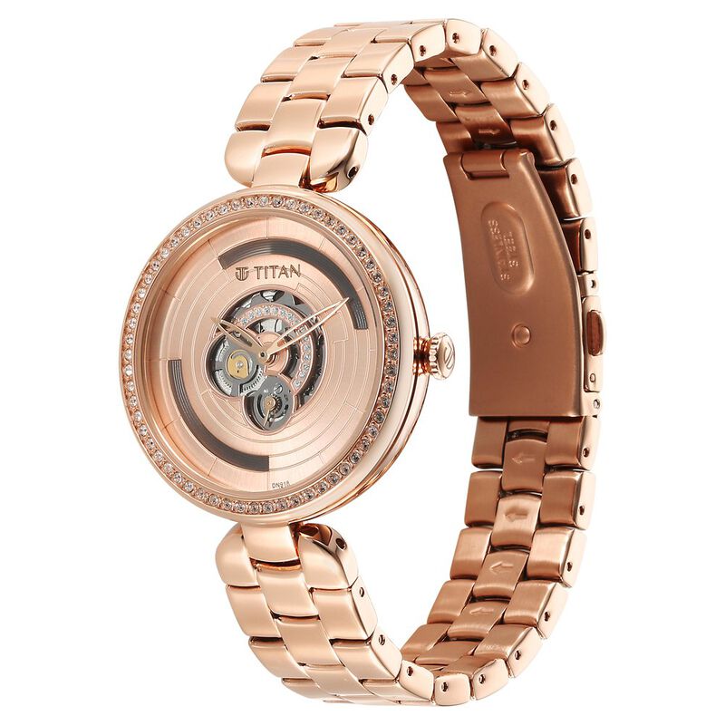 Titan Purple Abstract Quartz Analog Rose Gold Stainless Steel Strap for Women 95229WM01 - KRISHNA WATCH COMPANY