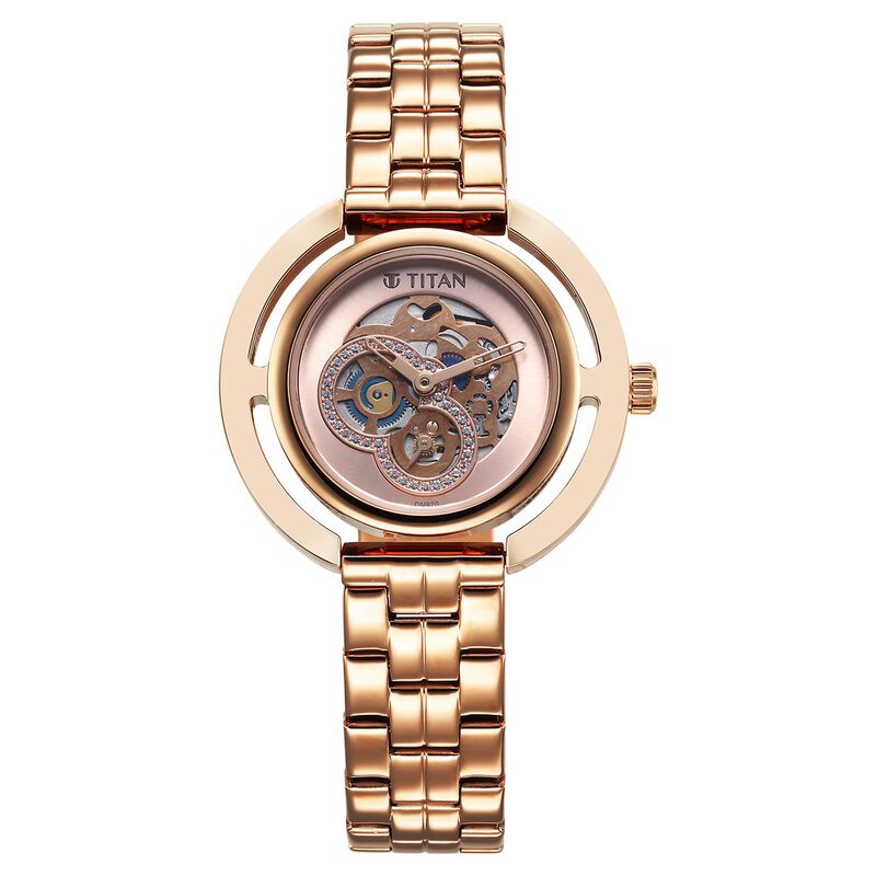 Titan Purple Abstract Quartz Analog Rose Gold Stainless Steel Strap for Women 95231WM01 - KRISHNA WATCH COMPANY