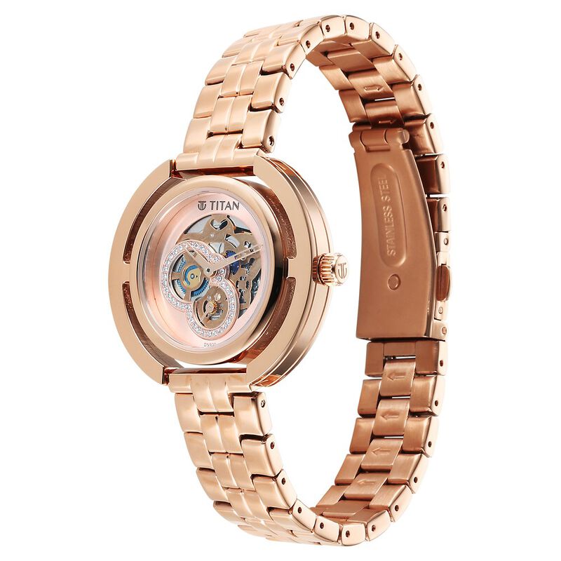 Titan Purple Abstract Quartz Analog Rose Gold Stainless Steel Strap for Women 95231WM01 - KRISHNA WATCH COMPANY