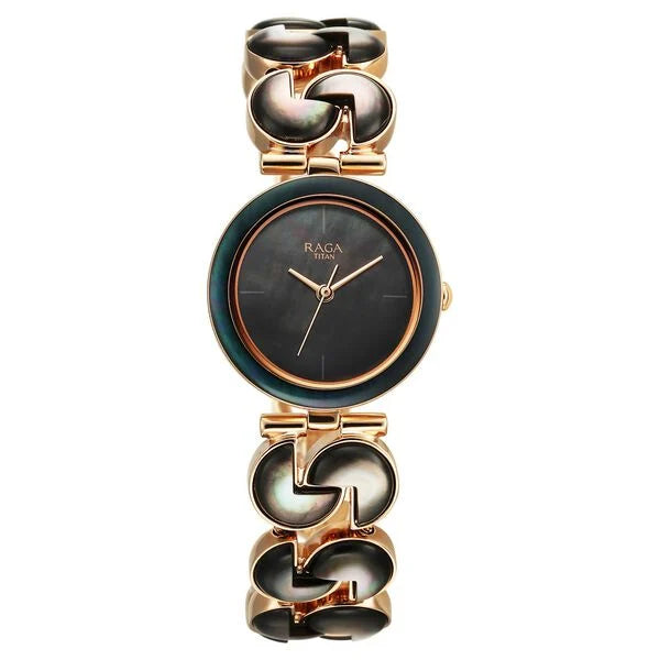Titan Raga Black Pearl Quartz Analog Mother Of Pearl Dial Metal Strap Watch For Women 95233wm02f - KRISHNA WATCH COMPANY