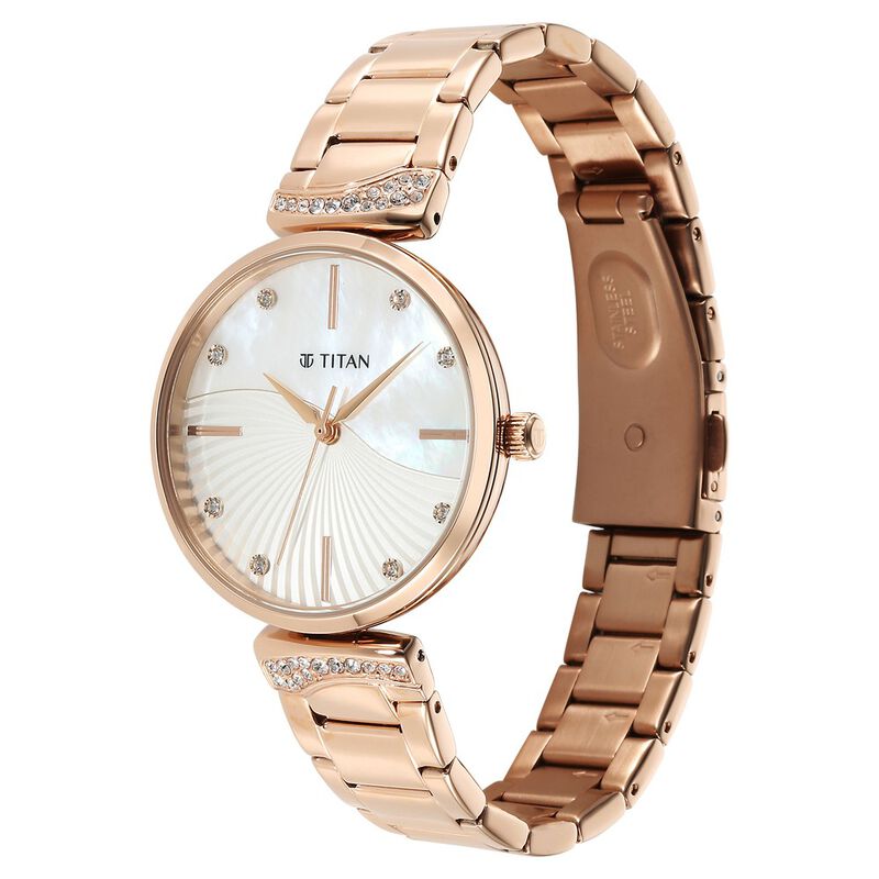 Titan Purple Style Up Quartz Analog Mother Of Pearl Dial Watch for Women - 95237WM01