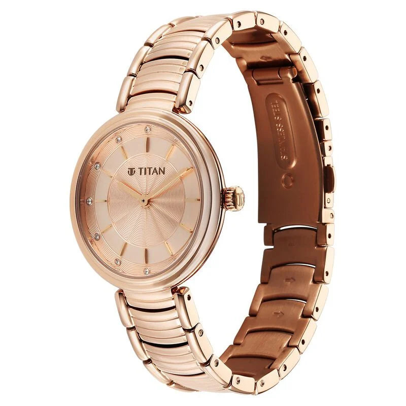 Titan Aura Quartz Analog Rose Gold Dial Rose Gold Watch for Women - 95240WM01
