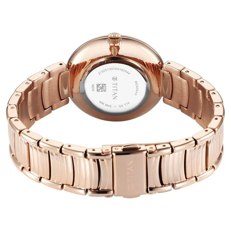 Titan Aura Quartz Analog Rose Gold Dial Rose Gold Watch for Women - 95240WM01