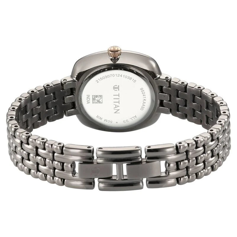 Titan Aura Quartz Analog Titanium Mother of Pearl Dial Watch for Women - 95241KM02 - KRISHNA WATCH COMPANY