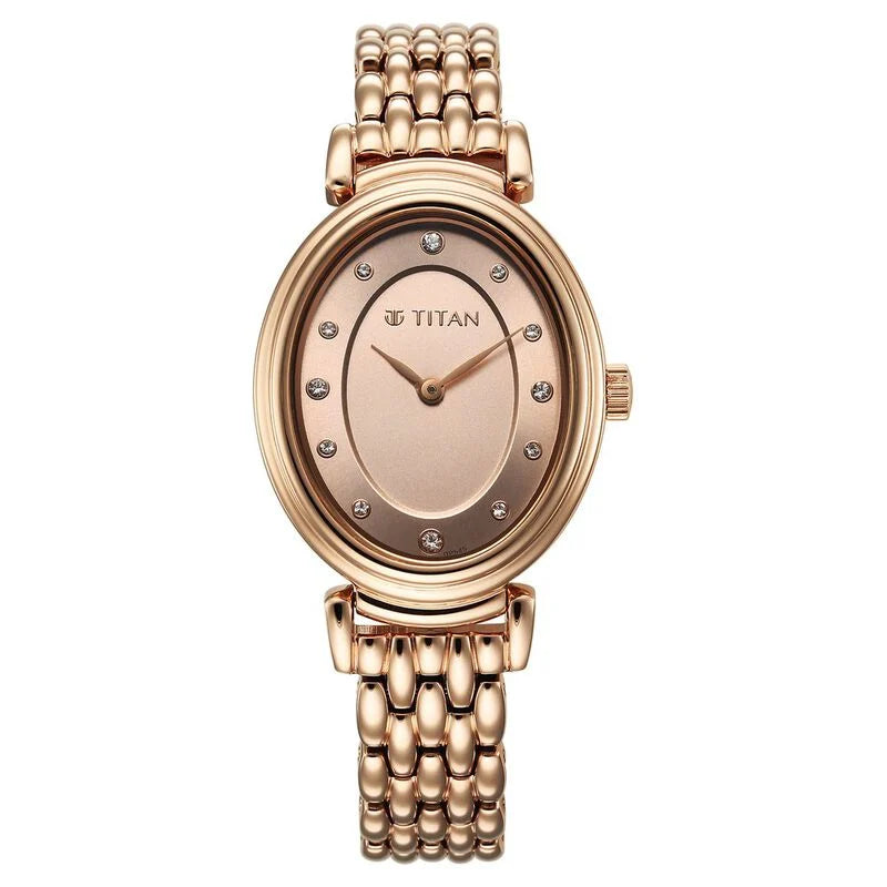 Titan Aura Quartz Analog Rose Gold Dial Rose Gold Watch for Women - 95242WM01