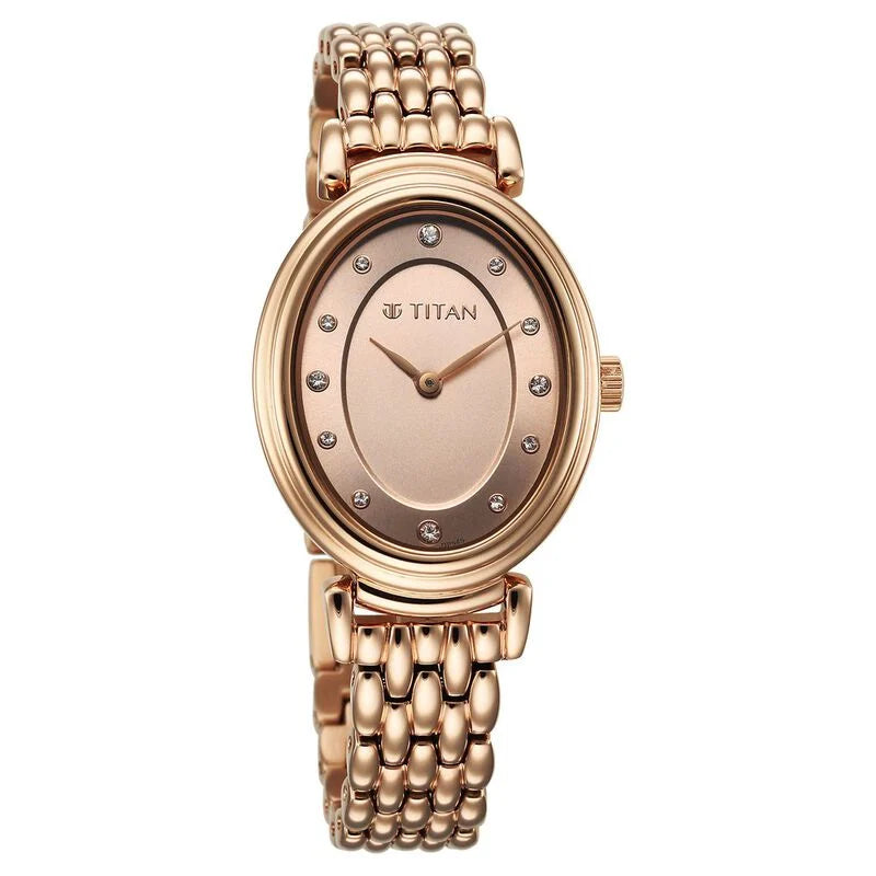 Titan Aura Quartz Analog Rose Gold Dial Rose Gold Watch for Women - 95242WM01 - KRISHNA WATCH COMPANY