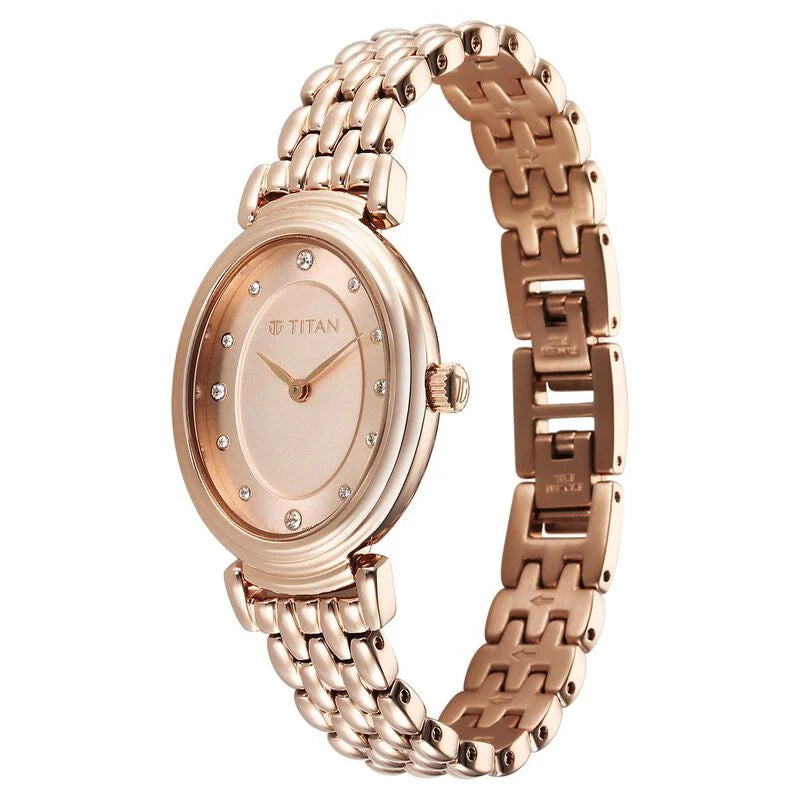 Titan Aura Quartz Analog Rose Gold Dial Rose Gold Watch for Women - 95242WM01 - KRISHNA WATCH COMPANY