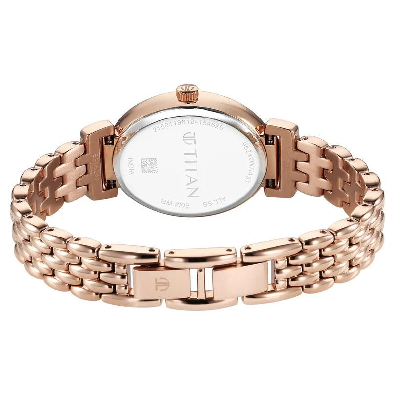 Titan Aura Quartz Analog Rose Gold Dial Rose Gold Watch for Women - 95242WM01 - KRISHNA WATCH COMPANY