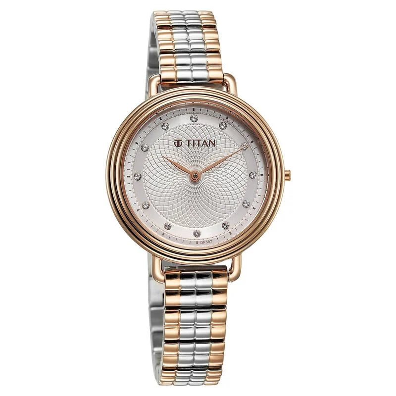 Titan Aura Quartz Analog Silver Dial Stainless Steel Strap Watch for Women 95244KM01 - KRISHNA WATCH COMPANY