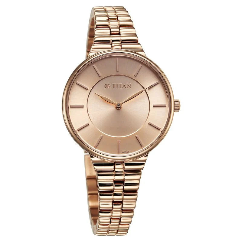 Titan Aura Quartz Analog Rose Gold Dial Watch for Women - 95245WM01 - KRISHNA WATCH COMPANY