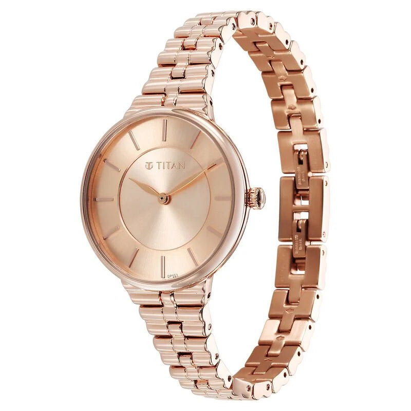 Titan Aura Quartz Analog Rose Gold Dial Watch for Women - 95245WM01 - KRISHNA WATCH COMPANY