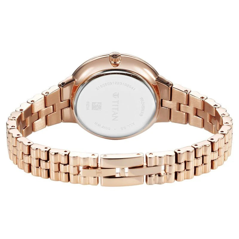Titan Aura Quartz Analog Rose Gold Dial Watch for Women - 95245WM01 - KRISHNA WATCH COMPANY