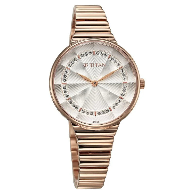 Titan Aura Quartz Analog Silver Dial Watch for Women - 95245WM02 - KRISHNA WATCH COMPANY