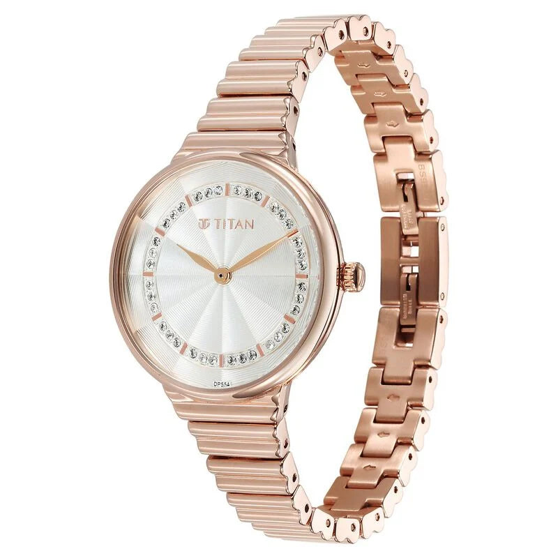 Titan Aura Quartz Analog Silver Dial Watch for Women - 95245WM02 - KRISHNA WATCH COMPANY