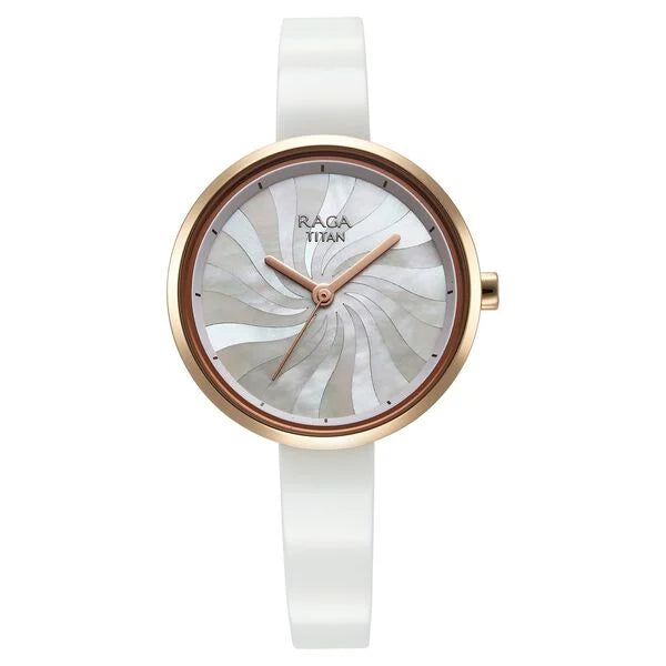 Titan Raga Memoirs Quartz Analog Mother Of Pearl Dial With White Ceramic Strap Watch For Women 95253kd01f - KRISHNA WATCH COMPANY