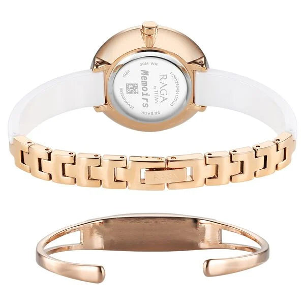 Titan Raga Memoirs Quartz Analog Mother Of Pearl Dial With White Ceramic Strap Watch For Women 95253kd01f - KRISHNA WATCH COMPANY