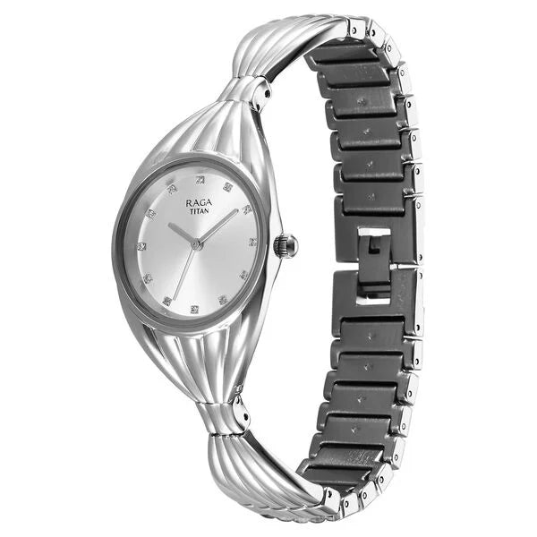 Titan Raga Memoirs Quartz Analog Silver Dial With Silver Metal Strap Watch For Women 95254sm01f - KRISHNA WATCH COMPANY