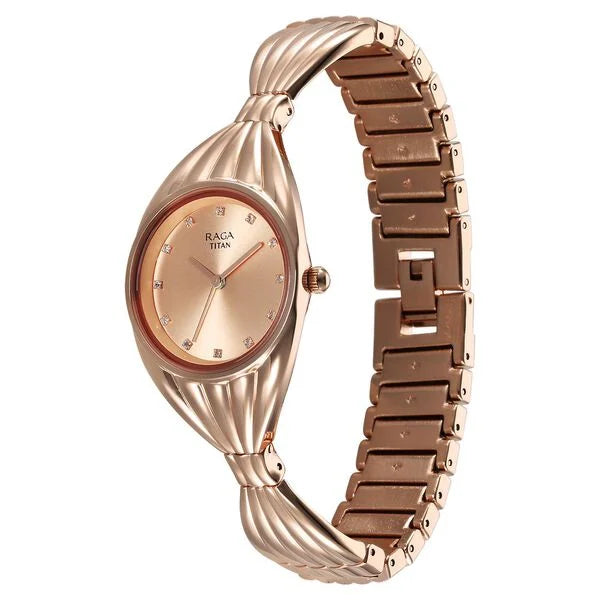 TITAN Raga Memories Quartz Analog Rose Gold Dial Watch For Women - NT95254WM01F - KRISHNA WATCH COMPANY