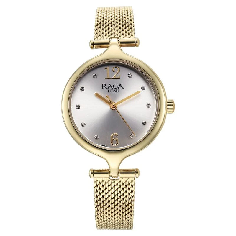 Titan Raga Showstopper Quartz Analog Silver Dial Watch for Women - 95268YM01 - KRISHNA WATCH COMPANY