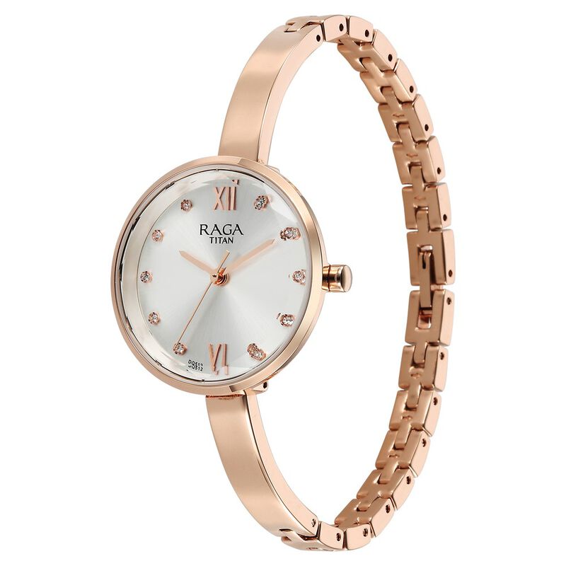 Titan Raga Showstopper Quartz Analog Silver Dial Metal Strap Watch for Women NT95271WM02