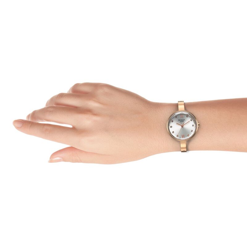 Titan Raga Showstopper Quartz Analog Silver Dial Metal Strap Watch for Women NT95271WM02