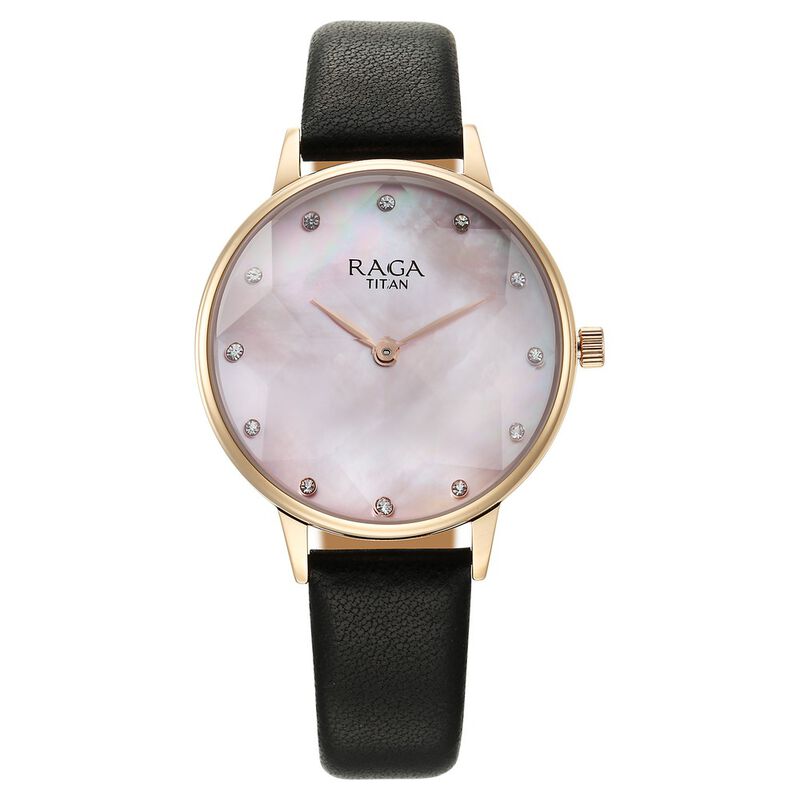 Titan Raga Showstopper Quartz Analog Mother Of Pearl Dial Leather Strap Watch for Women 95274WL01 - KRISHNA WATCH COMPANY