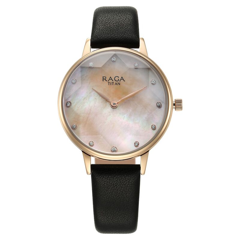 Titan Raga Showstopper Quartz Analog Mother Of Pearl Dial Leather Strap Watch for Women 95274WL02 - KRISHNA WATCH COMPANY