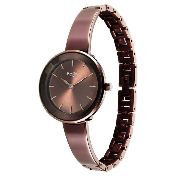 Titan Raga Showstopper Quartz Analog Brown Dial Watch For Women - 95276QM01 - KRISHNA WATCH COMPANY