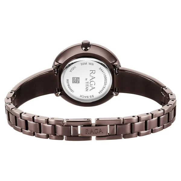 Titan Raga Showstopper Quartz Analog Brown Dial Metal Strap Watch For Women 95276qm01