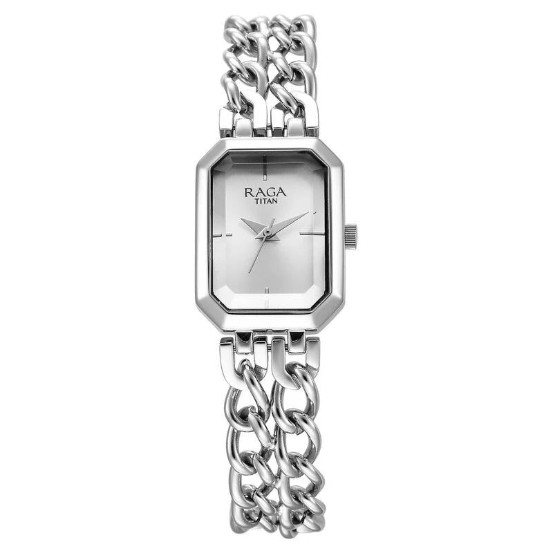 Titan Raga Showstopper Quartz Analog Silver Dial Metal Strap Watch for Women 95283SM01 - KRISHNA WATCH COMPANY