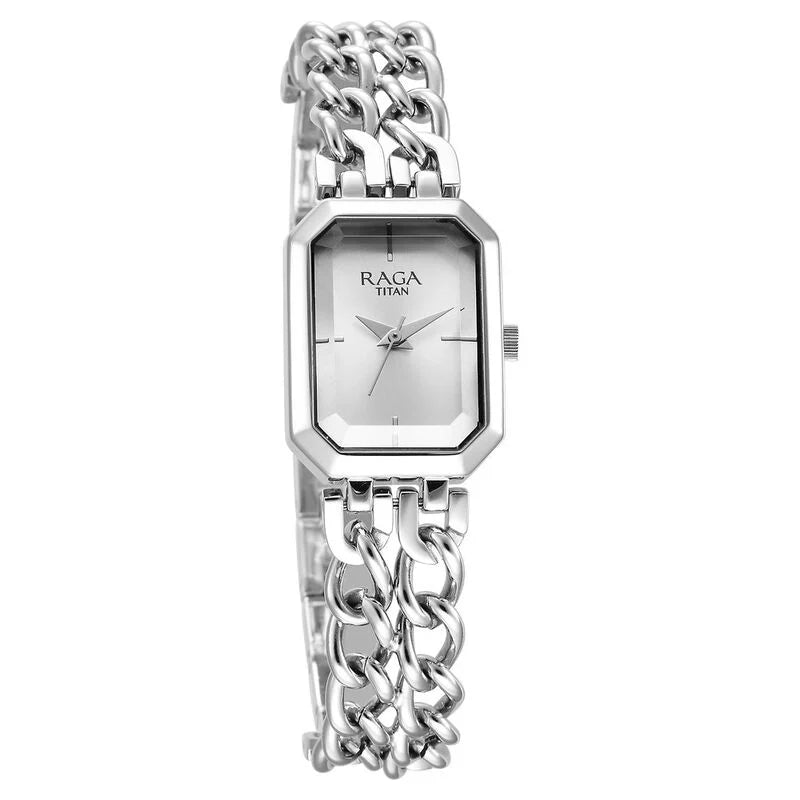 Titan Raga Showstopper Quartz Analog Silver Dial Metal Strap Watch for Women 95283SM01 - KRISHNA WATCH COMPANY