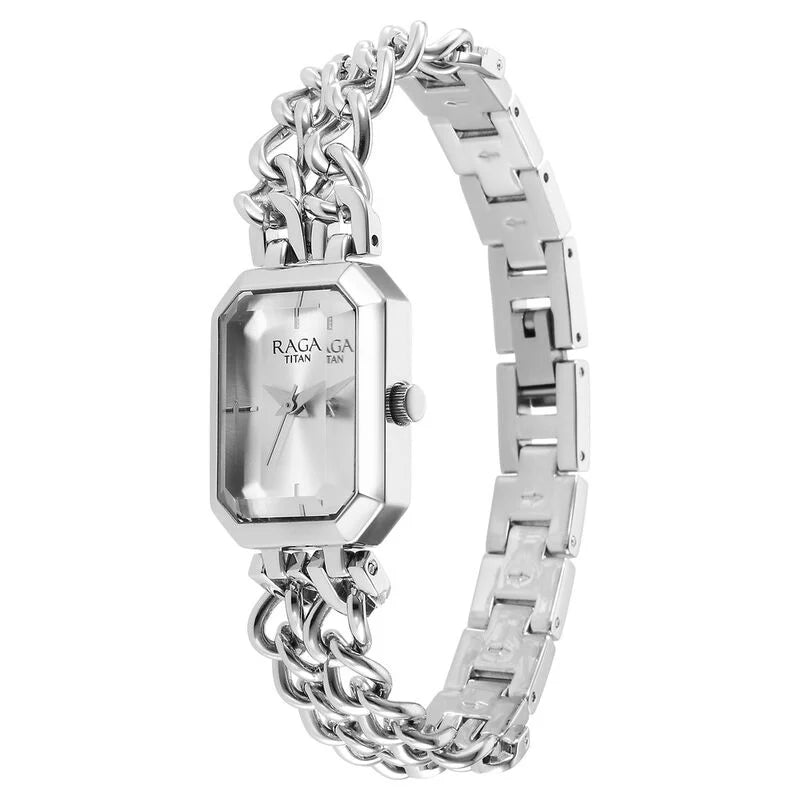 Titan Raga Showstopper Quartz Analog Silver Dial Metal Strap Watch for Women 95283SM01 - KRISHNA WATCH COMPANY