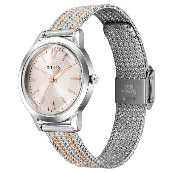 Titan Titan Timeless Urban Quartz Analog Pink Dial Metal Strap Watch For Women 95287km01 - KRISHNA WATCH COMPANY