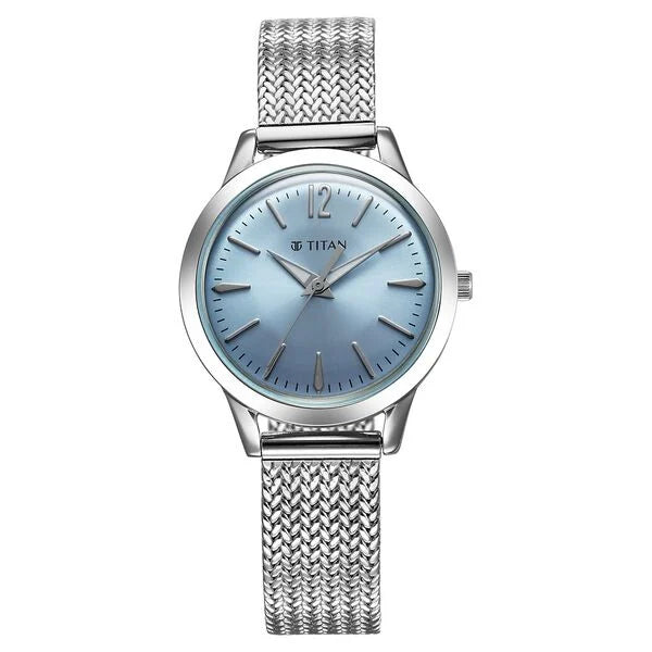 Titan Titan Timeless Urban Quartz Analog Blue Dial Metal Strap Watch For Women 95287sm01 - KRISHNA WATCH COMPANY