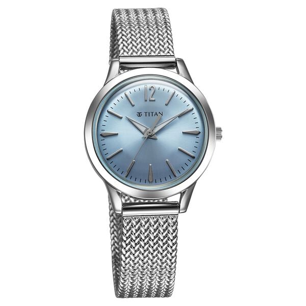 Titan Titan Timeless Urban Quartz Analog Blue Dial Metal Strap Watch For Women 95287sm01 - KRISHNA WATCH COMPANY