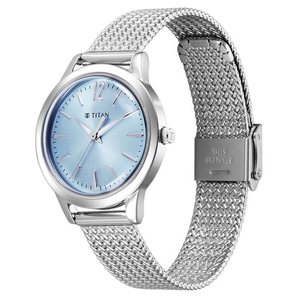 Titan Titan Timeless Urban Quartz Analog Blue Dial Metal Strap Watch For Women 95287sm01 - KRISHNA WATCH COMPANY