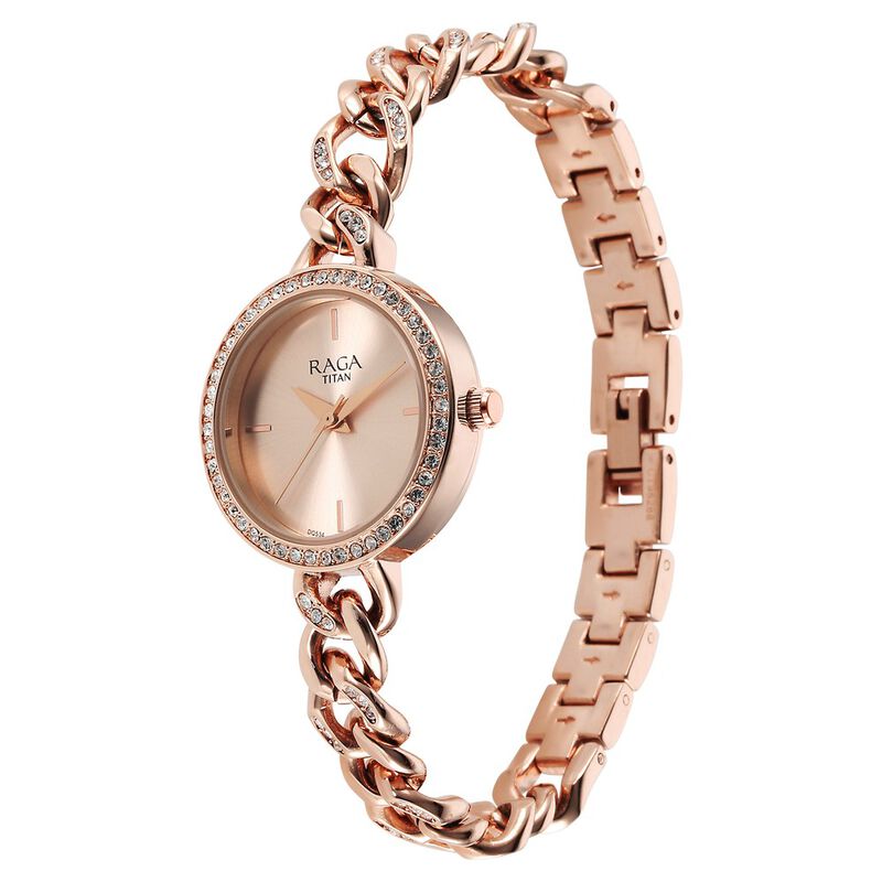 Titan Raga Showstopper Quartz Analog Rose Gold Dial Watch for Women - 95288WM01W - KRISHNA WATCH COMPANY
