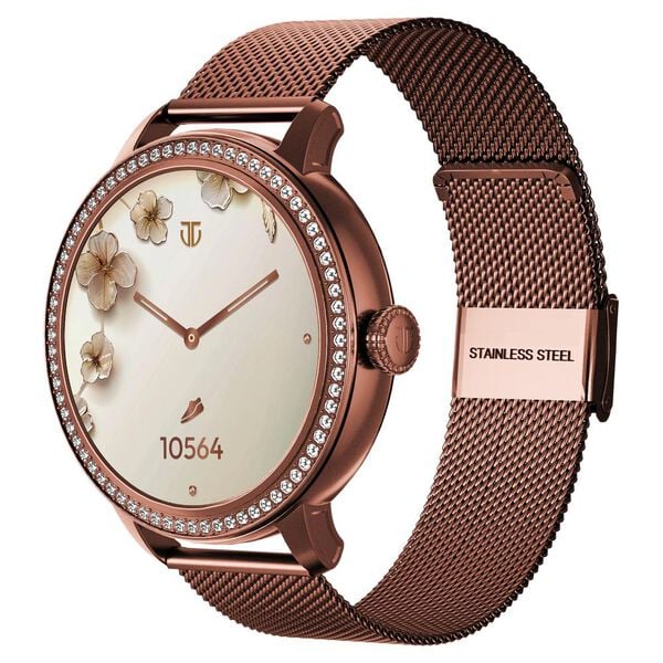 Titan Valerie Premium Smartwatch with All 316L SS construction, Skin Temp. Sensor, Womens Health, SingleSync BT Calling - 95292QM01 - KRISHNA WATCH COMPANY