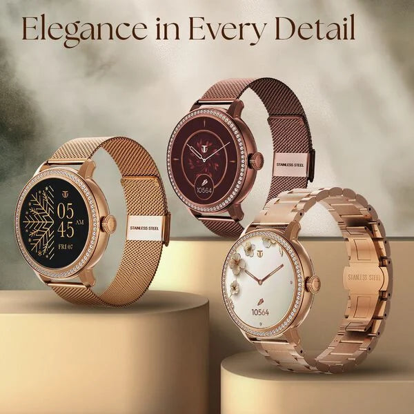 Titan Valerie Premium Smartwatch with All 316L SS construction, Skin Temp. Sensor, Women’s Health, SingleSync BT Calling 95292wm01 - KRISHNA WATCH COMPANY
