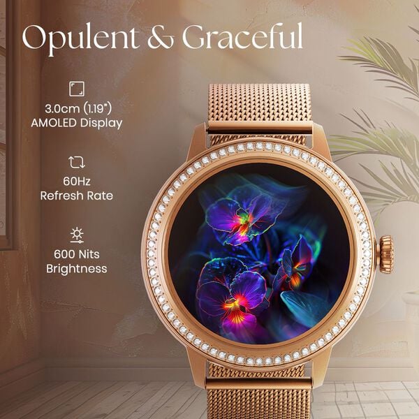 Titan Valerie Premium Smartwatch with All 316L SS construction, Skin Temp. Sensor, Women’s Health, SingleSync BT Calling 95292wm01 - KRISHNA WATCH COMPANY