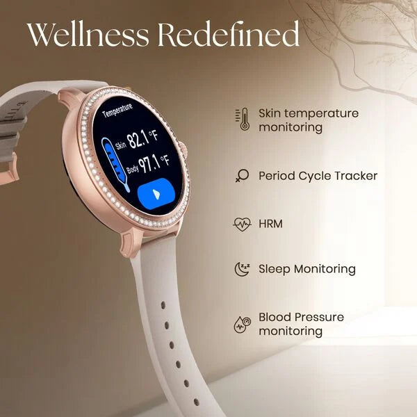 Titan Valerie Premium Smartwatch with All 316L SS construction, Skin Temp. Sensor, Women’s Health, SingleSync BT Calling 95292wm01 - KRISHNA WATCH COMPANY