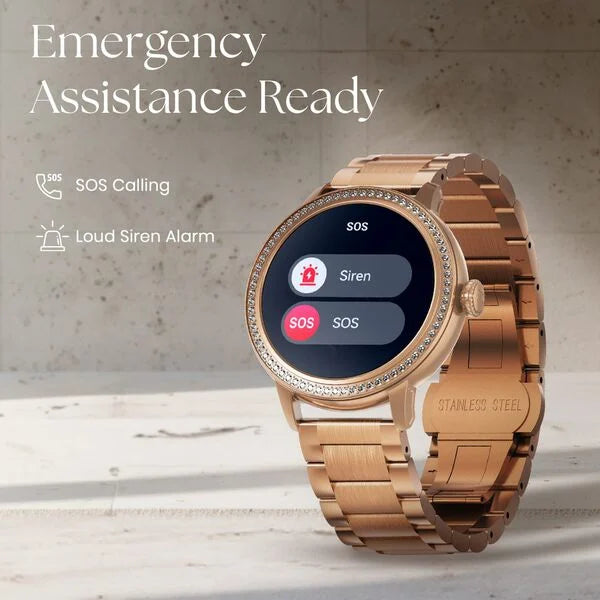 Titan Valerie Premium Smartwatch with All 316L SS construction, Skin Temp. Sensor, Women’s Health, SingleSync BT Calling 95292wm01 - KRISHNA WATCH COMPANY
