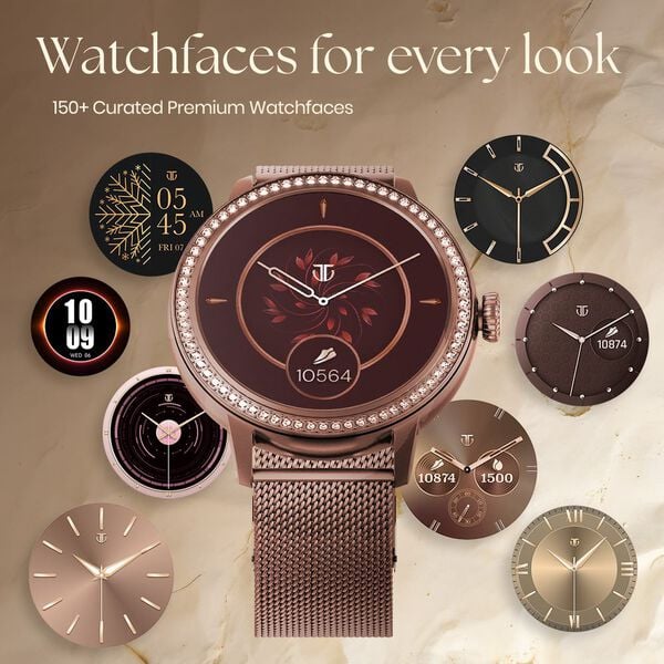 Titan Valerie Premium Smartwatch with All 316L SS construction, Skin Temp. Sensor, Women’s Health, SingleSync BT Calling 95292wm01 - KRISHNA WATCH COMPANY