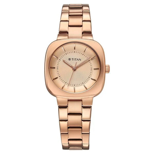 Titan Horizon Quartz Analog Rose Gold Dial Watch For Women - 95296WM01