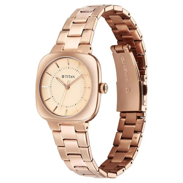 Titan Horizon Quartz Analog Rose Gold Dial Watch For Women - 95296WM01