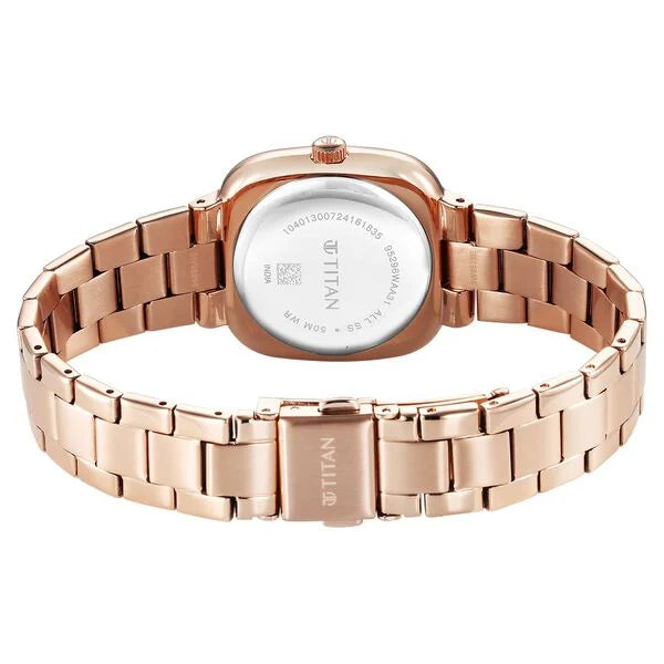 Titan Horizon Quartz Analog Rose Gold Dial Watch For Women - 95296WM01