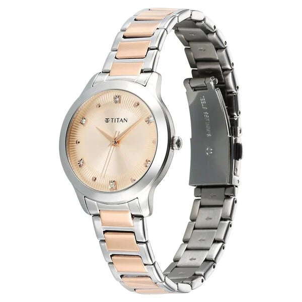 Titan Horizon Quartz Analog Rose gold Dial Stainless Steel Strap Watch For Women 95299km01 - KRISHNA WATCH COMPANY